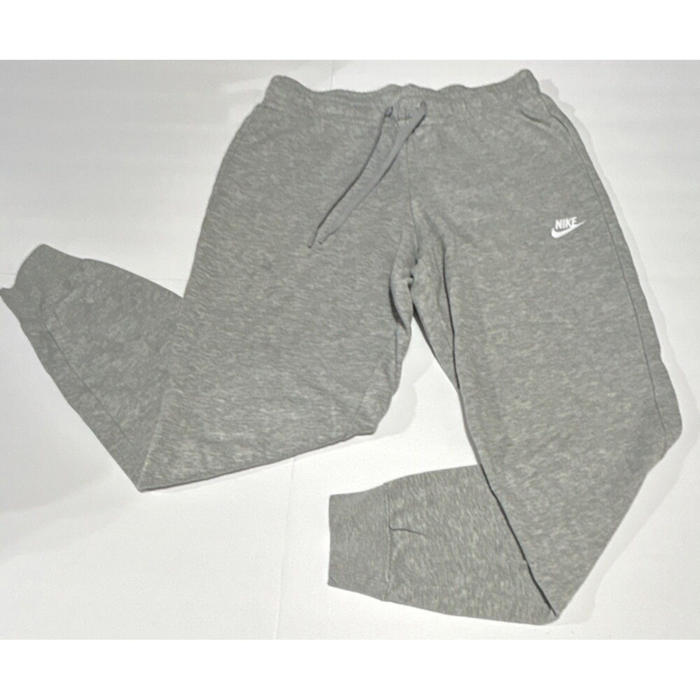 Nike Men’s Medium Gray Fleece Jogger Pants Cotton Blend Drawstring Elastic